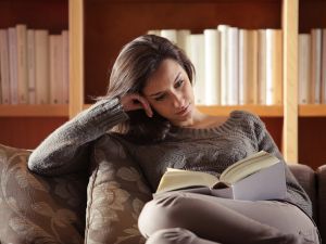 woman reading a book