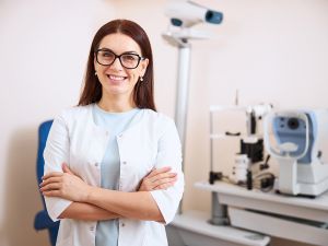 Ophthalmologist at work