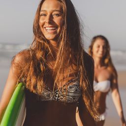 women at the beach during summer