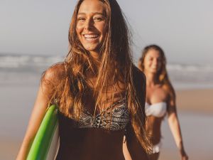 women at the beach during summer