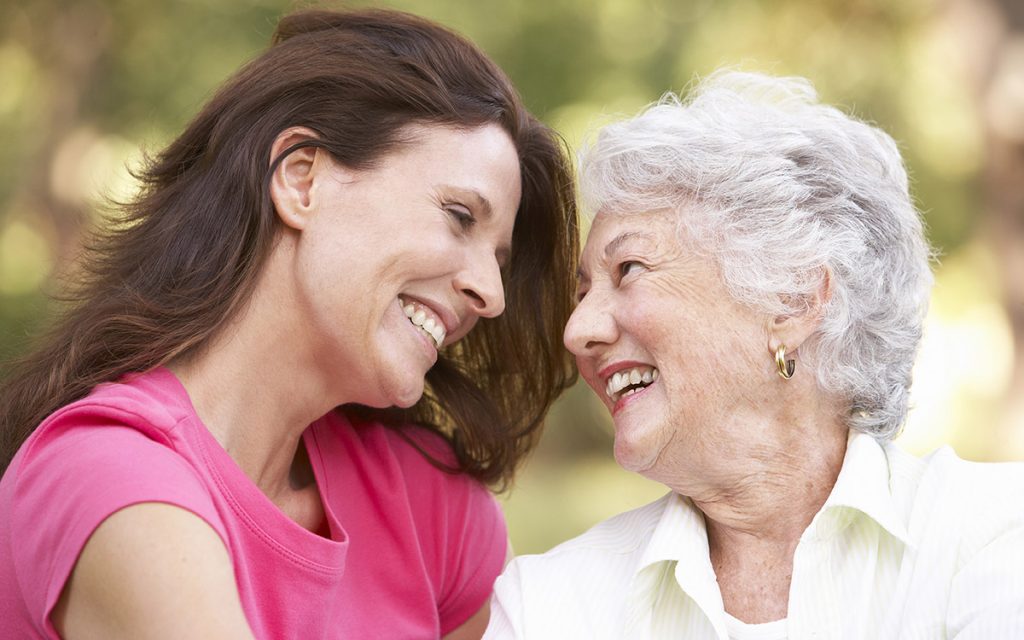 happy woman and her mom
