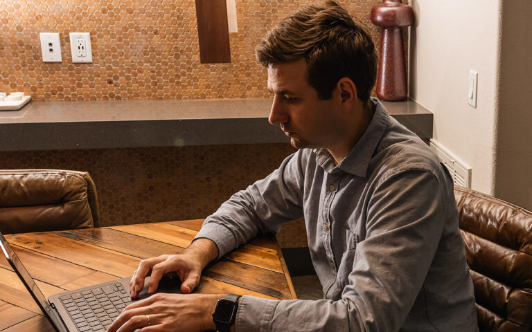 businessman working on his laptop at an office