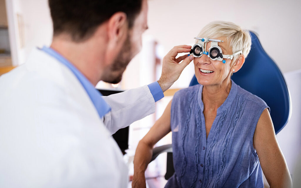 senior woman at her eye exam appointment
