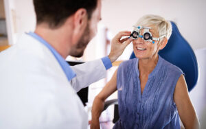 senior woman at her eye exam appointment