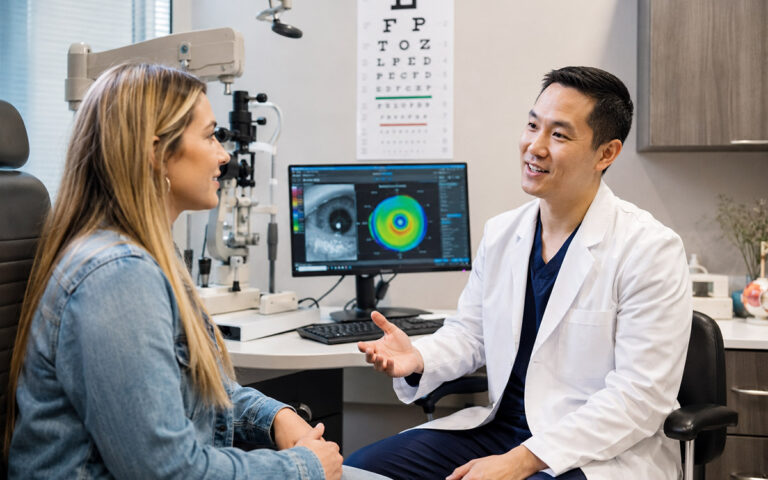 doctor talking to a patient about LASIK